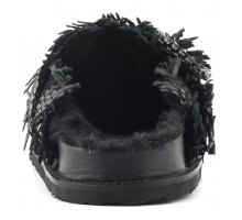 Closed toe leather slipper with faux fur lining F08171824-0198 Shop